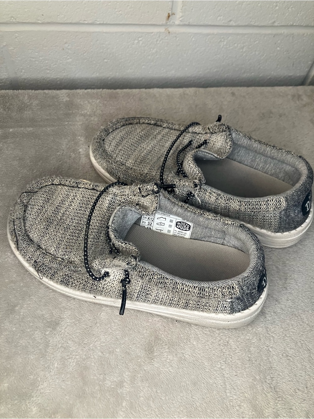 Hey Dude Light Gray Knit Slip-On Loafers